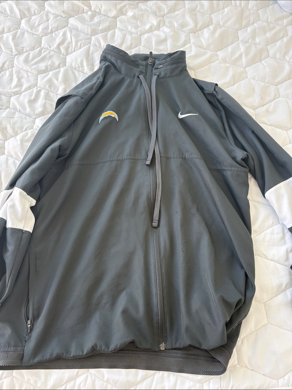 Nike LA Chargers Men's Dark Gray Full-Zip Performance Jacket with White Accents